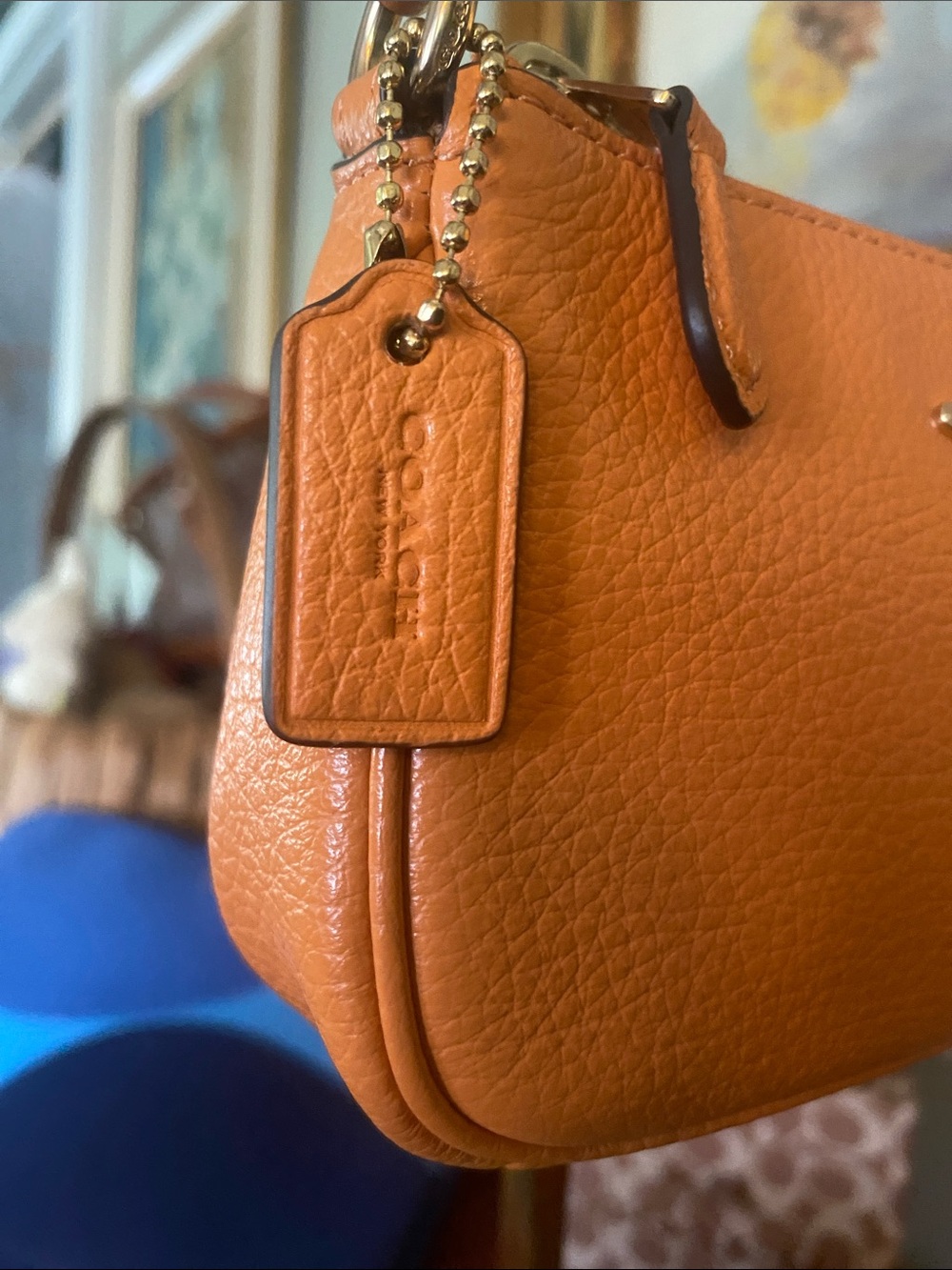 Coach Nolita Pebbled Leather Zip Mini Purse Wristlet Orange #6386 - Picture 3 of 11